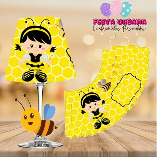 Cúpula para Abajur na Taça Abelhinha | Lembrancinha Festa Infantil