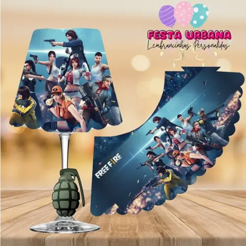 Cúpula para Abajur na Taça Free Fire | Lembrancinha Festa Infantil