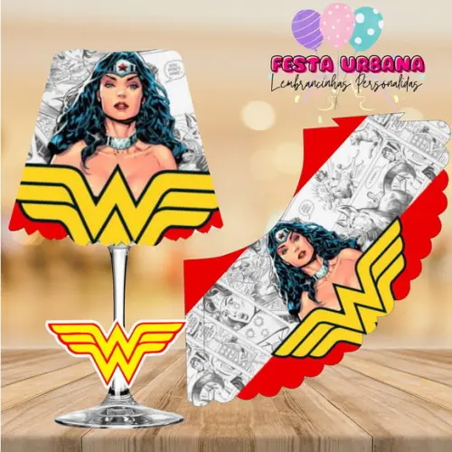 Cúpula para Abajur na Taça Mulher Maravilha | Lembrancinha Festa Infantil