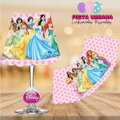 Cúpula para Abajur na Taça Princesas | Lembrancinha Festa Infantil