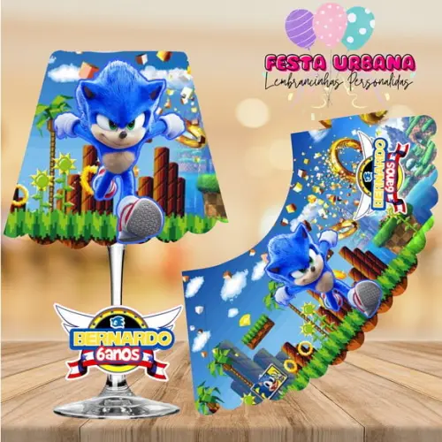 Cúpula para Abajur na Taça Sonic | Lembrancinha Festa Infantil