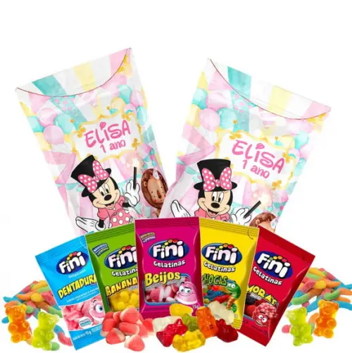 Saquinho Metalizado Ziplock Fini Circo da Minnie no Zip Lock Personalizado | Lembrancinha Festa Infantil