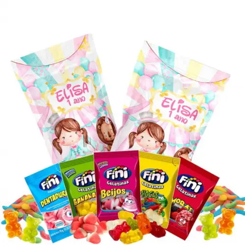 Saquinho Metalizado Ziplock Fini Circo Rosa no Zip Lock Personalizado | Lembrancinha Festa Infantil