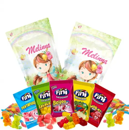 Saquinho Metalizado Ziplock Fini Jardim de Fadas no Zip Lock Personalizado | Lembrancinha Festa Infantil