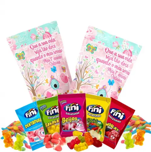 Saquinho Metalizado Ziplock Fini Jardim Encantado no Zip Lock Personalizado | Lembrancinha Festa Infantil