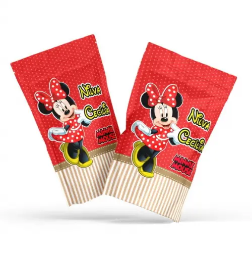 Saquinho Metalizado Ziplock Fini Minnie Vermelha no Zip Lock Pers