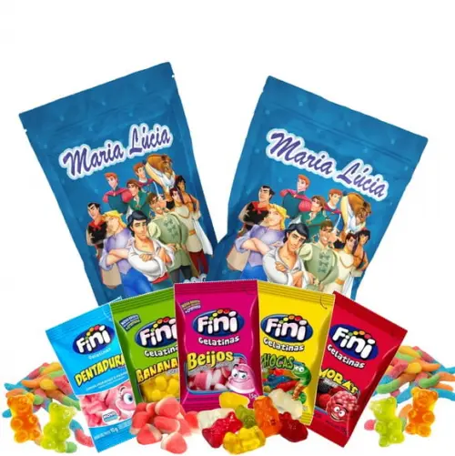 Saquinho Metalizado Ziplock Fini Príncipe no Zip Lock Personalizado | Lembrancinha Festa Infantil