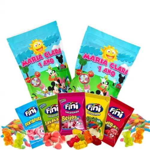 Saquinho Metalizado Ziplock Fini Turma do Mickey no Zip Lock Personalizado | Lembrancinha Festa Infantil