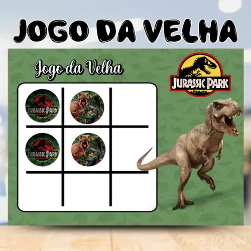 Jogo da Velha Jurassic Park Lembrancinha Personalizada | Lembrancinha Festa Infantil