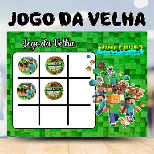 Jogo da Velha Minecraft Lembrancinha Personalizada | Lembrancinha Festa Infantil