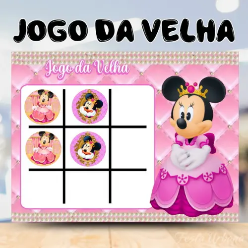 Jogo da Velha Minnie Realeza Lembrancinha Personalizada | Lembrancinha Festa Infantil