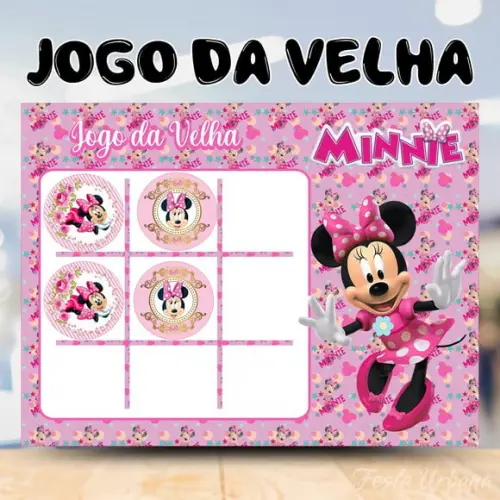 Jogo da Velha Minnie Rosa Lembrancinha Personalizada | Lembrancinha Festa Infantil