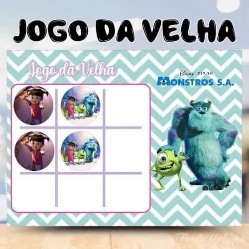 Jogo da Velha Monstros Sa Lembrancinha Personalizada | Lembrancinha Festa Infantil