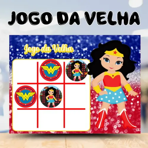 Jogo da Velha Mulher Maravilha Lembrancinha Personalizada | Lembrancinha Festa Infantil