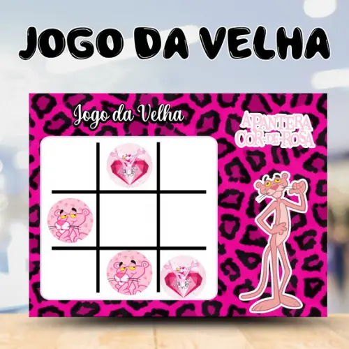 Jogo da Velha Pantera Cor de Rosa Lembrancinha Personalizada | Lembrancinha Festa Infantil