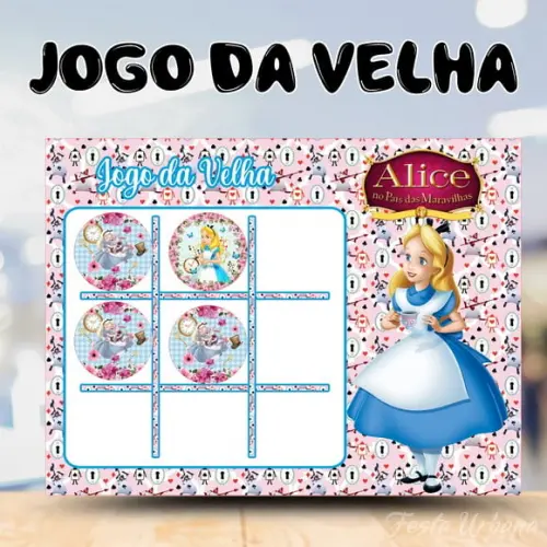 Jogo da Velha Personalizado Alice no País das Maravilhas | Lembrancinha Festa Infantil