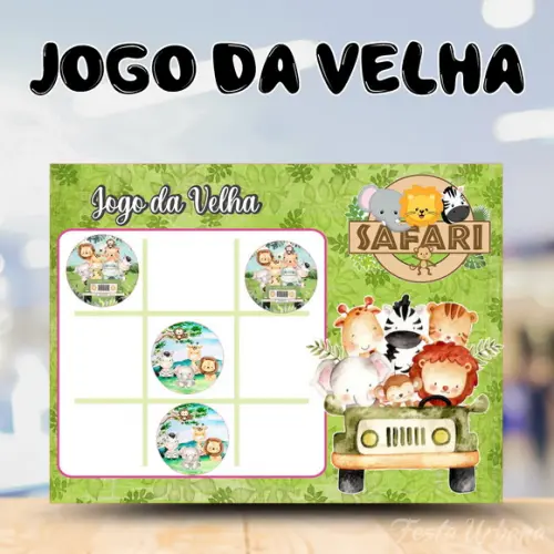 Jogo da Velha Safari Lembrancinha Personalizada | Lembrancinha Festa Infantil