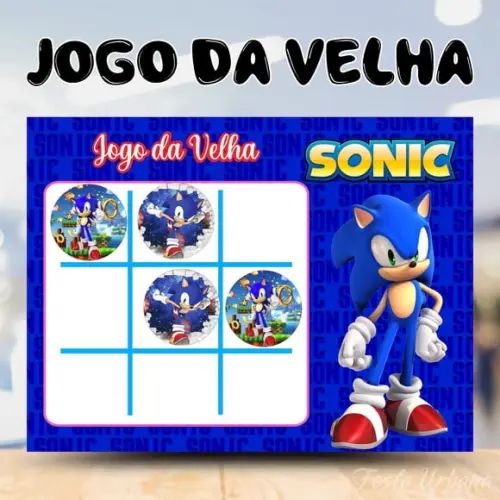 Jogo da Velha Sonic Lembrancinha Personalizada | Lembrancinha Festa Infantil