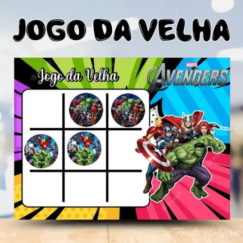 Jogo da Velha Vingadores Lembrancinha Personalizada | Lembrancinha Festa Infantil