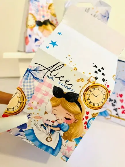 Kit 40 Caixinhas Alice no País das Maravilhas Lembrancinha | Lem