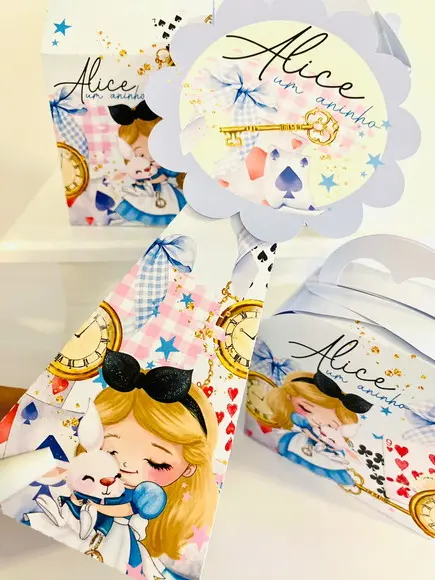 Kit 40 Caixinhas Alice no País das Maravilhas Lembrancinha | Lem