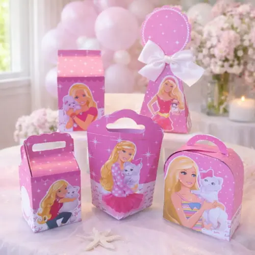 Kit 40 Caixinhas Barbie com Pet Lembrancinhas Personalizadas | Lembrancinha Festa Infantil