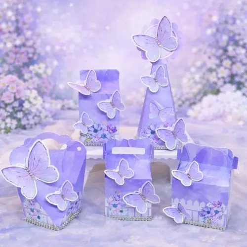 Kit 40 Caixinhas Borboleta Lilás Lembrancinha Personalizadas | Lembrancinha Festa Infantil