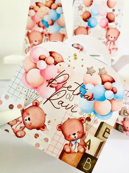 Kit 40 Caixinhas Chá Revelação Personalizadas Lembrancinha | L