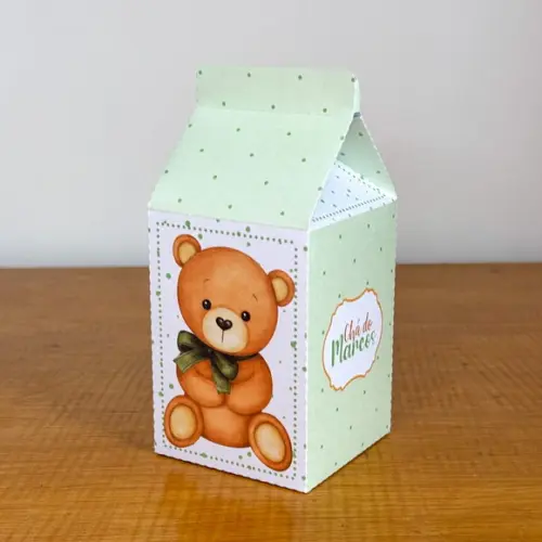 Kit 40 Caixinhas Chá de Bebê Ursinho Verde Personalizadas | Lem