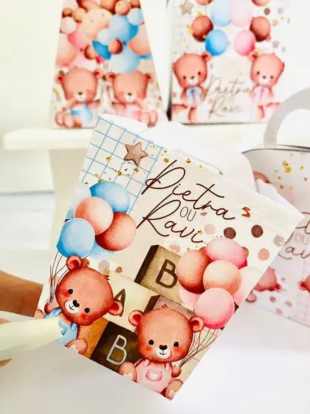 Kit 40 Caixinhas Chá Revelação Personalizadas Lembrancinha | L