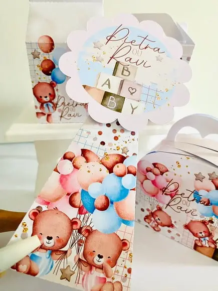 Kit 40 Caixinhas Chá Revelação Personalizadas Lembrancinha | L