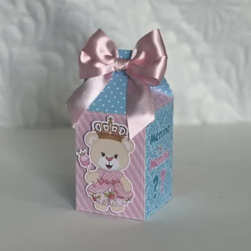 Kit 40 Caixinhas Chá Reveleção Ursinhos Azul e Rosa | Lembranc
