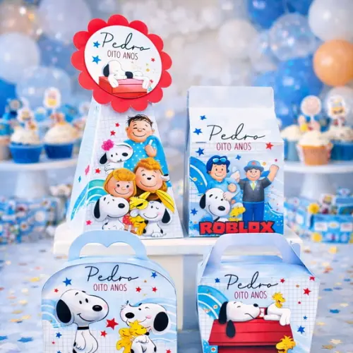 Kit 40 Caixinhas Snoopy Personalizadas Lembrancinha | Lembrancinha Festa Infantil