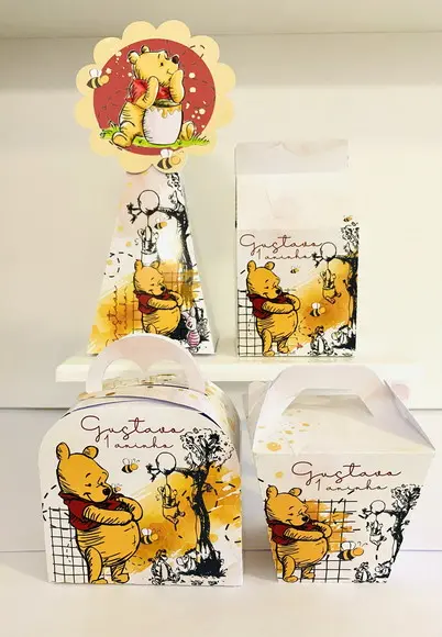Kit 40 Caixinhas Ursinho Pooh Personalizadas Lembrancinha | Lembrancinha Festa Infantil