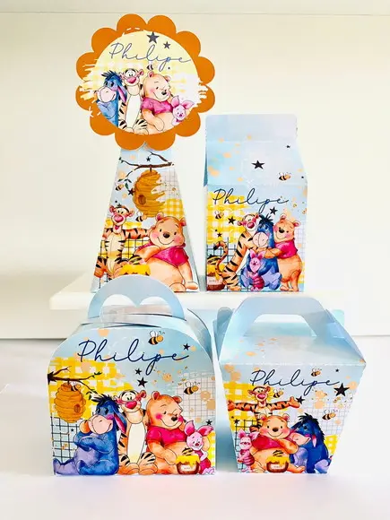 Kit 40 Caixinhas Ursinho Pooh Personalizadas Lembrancinha | Lembrancinha Festa Infantil