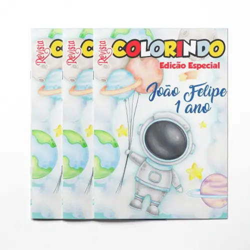 Livro de Colorir Astronauta Revista 14x10 + Massinha + Personaliz