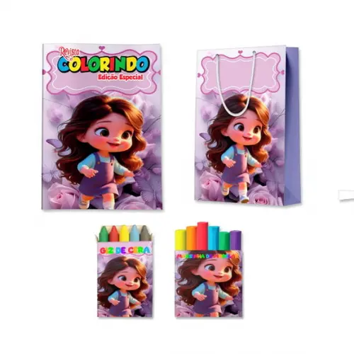 Livro de Colorir + Massinha e Sacola Jardim de Borboletas Violeta Personalizado | Kit Colorir Infantil | Lembrancinha...