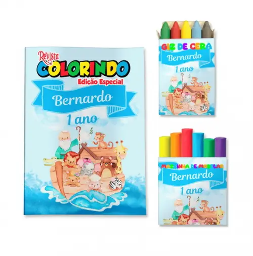 Livro de Colorir Massinha Arca de Noé Personalizado | Kit Colorir Infantil | Lembrancinha Festa Infantil