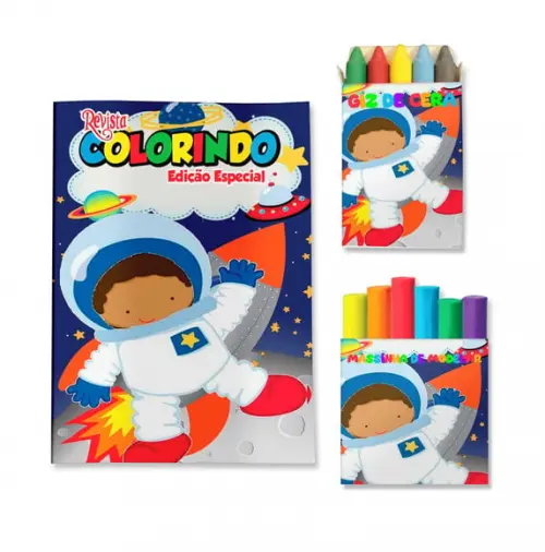 Livro de Colorir Massinha Astronauta Personalizado | Kit Colorir Infantil | Lembrancinha Festa Infantil