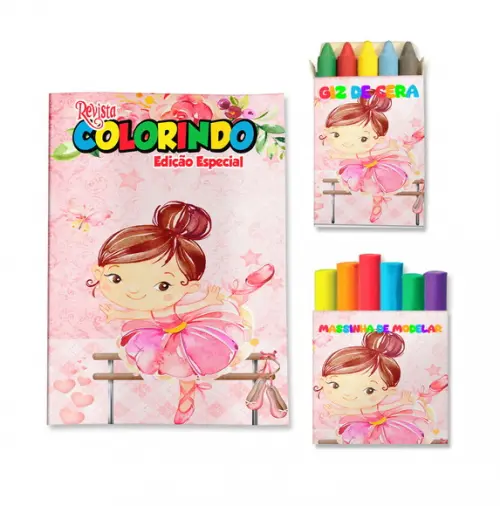 Livro de Colorir Massinha Bailarina Personalizado | Kit Colorir Infantil | Lembrancinha Festa Infantil