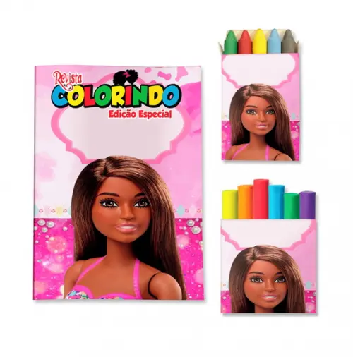 Livro de Colorir Massinha Barbie Negra Personalizado | Kit Colorir Infantil | Lembrancinha Festa Infantil