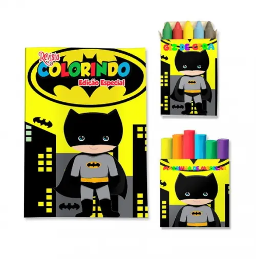Livro de Colorir Massinha Batman Cute Baby Personalizado | Kit Colorir Infantil | Lembrancinha Festa Infantil