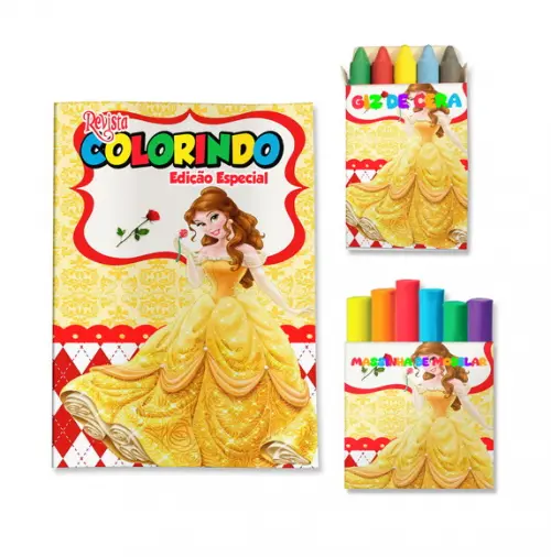 Livro de Colorir Massinha Bela e a Fera Personalizado | Kit Colorir Infantil | Lembrancinha Festa Infantil