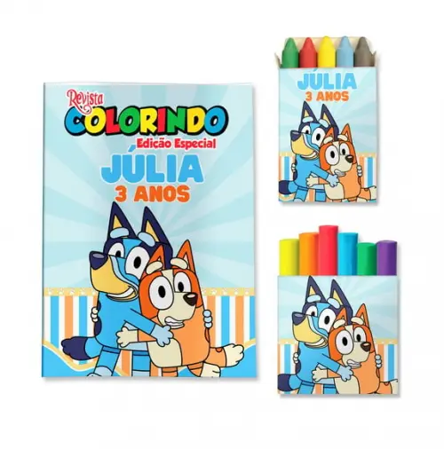 Livro de Colorir Massinha Bluey Personalizado | Kit Colorir Infantil | Lembrancinha Festa Infantil