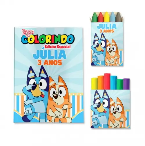 Livro de Colorir Massinha Bluey Personalizado | Kit Colorir Infantil | Lembrancinha Festa Infantil