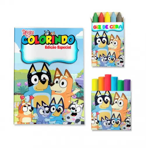 Livro de Colorir Massinha Bluey Personalizado | Kit Colorir Infantil | Lembrancinha Festa Infantil