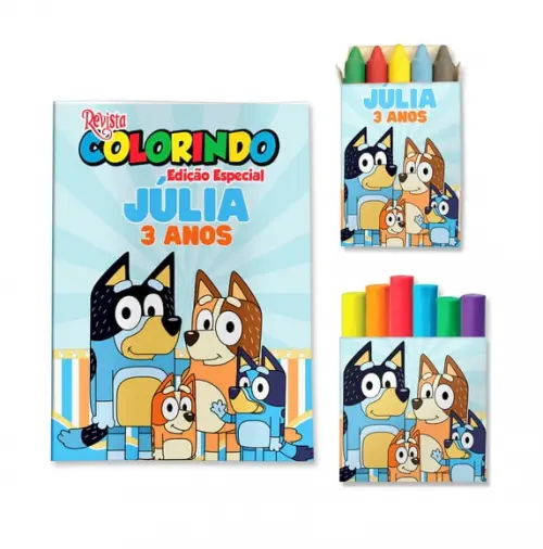 Livro de Colorir Massinha Bluey Personalizado | Kit Colorir Infantil | Lembrancinha Festa Infantil