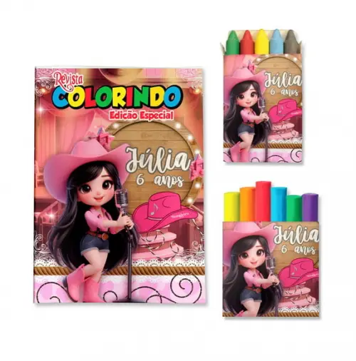 Livro de Colorir Massinha Boiadeira Ana Castela Country Personalizado | Kit Colorir Infantil | Lembrancinha Festa Inf...