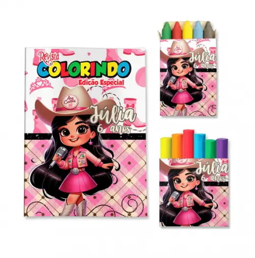 Livro de Colorir Massinha Boiadeira Ana Castela Country Personalizado | Kit Colorir Infantil | Lembrancinha Festa Inf...
