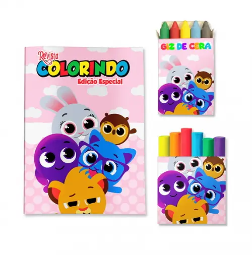 Livro de Colorir Massinha Bolofofos Rosa Personalizado | Kit Colorir Infantil | Lembrancinha Festa Infantil